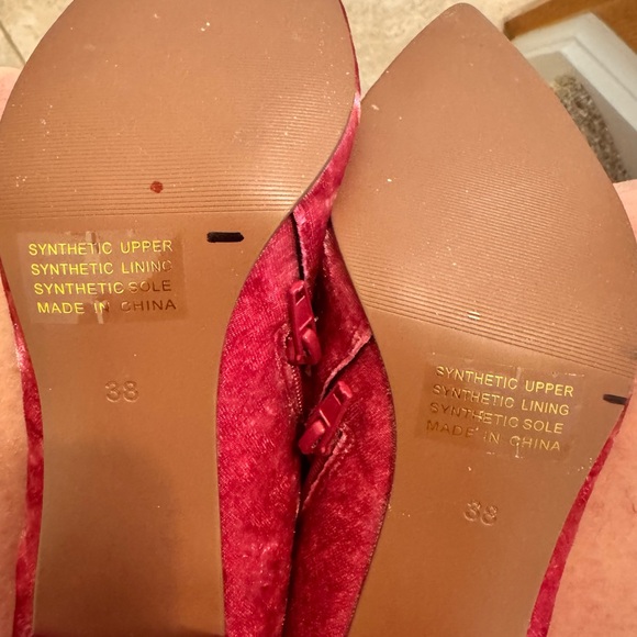PINK VELVET zip-up stretch boots. 3” heel. SIZE 38. BRAND NEW NEVER WORN. - Picture 5 of 8
